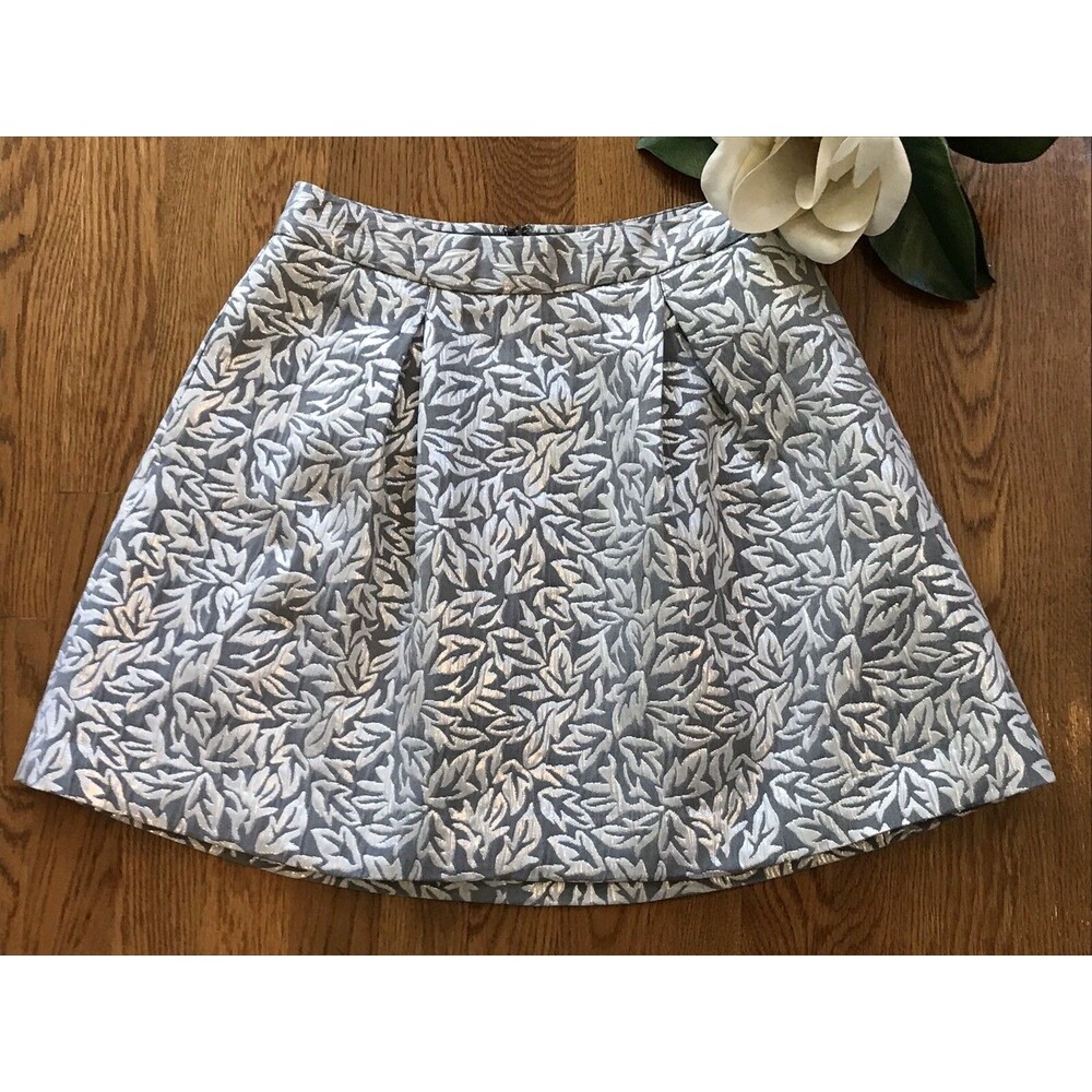 Behnaz Sarafpour For Target Mini Skirt Grey Matallic Silver Priny Pleat Sz 1